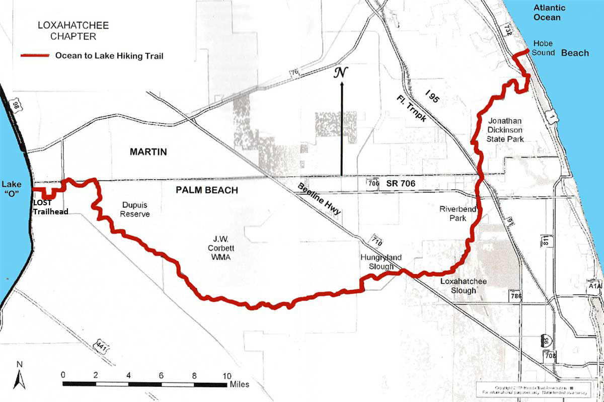 Ocean To Lake Hiking Trail for Palm Beach Lake Trail Map
