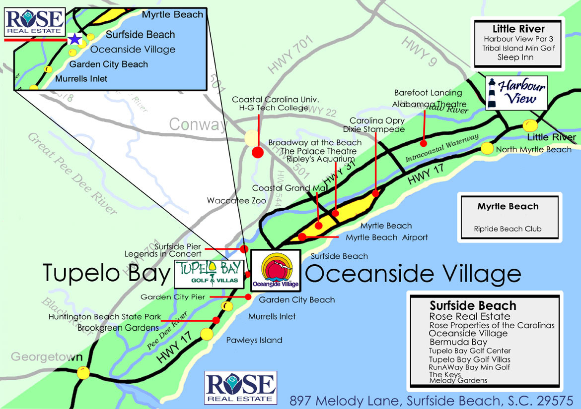 Oceanside Village &amp;amp; Area Maps - Oceanside Village - Oceanside in Surfside Beach South Carolina Map