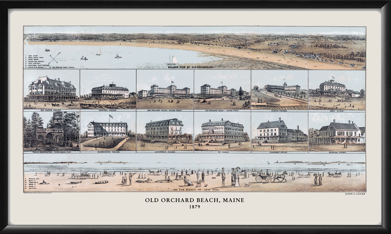 Old Orchard Beach Me 1879 Restored Map | Vintage City Maps for Map Of Old Orchard Beach Me