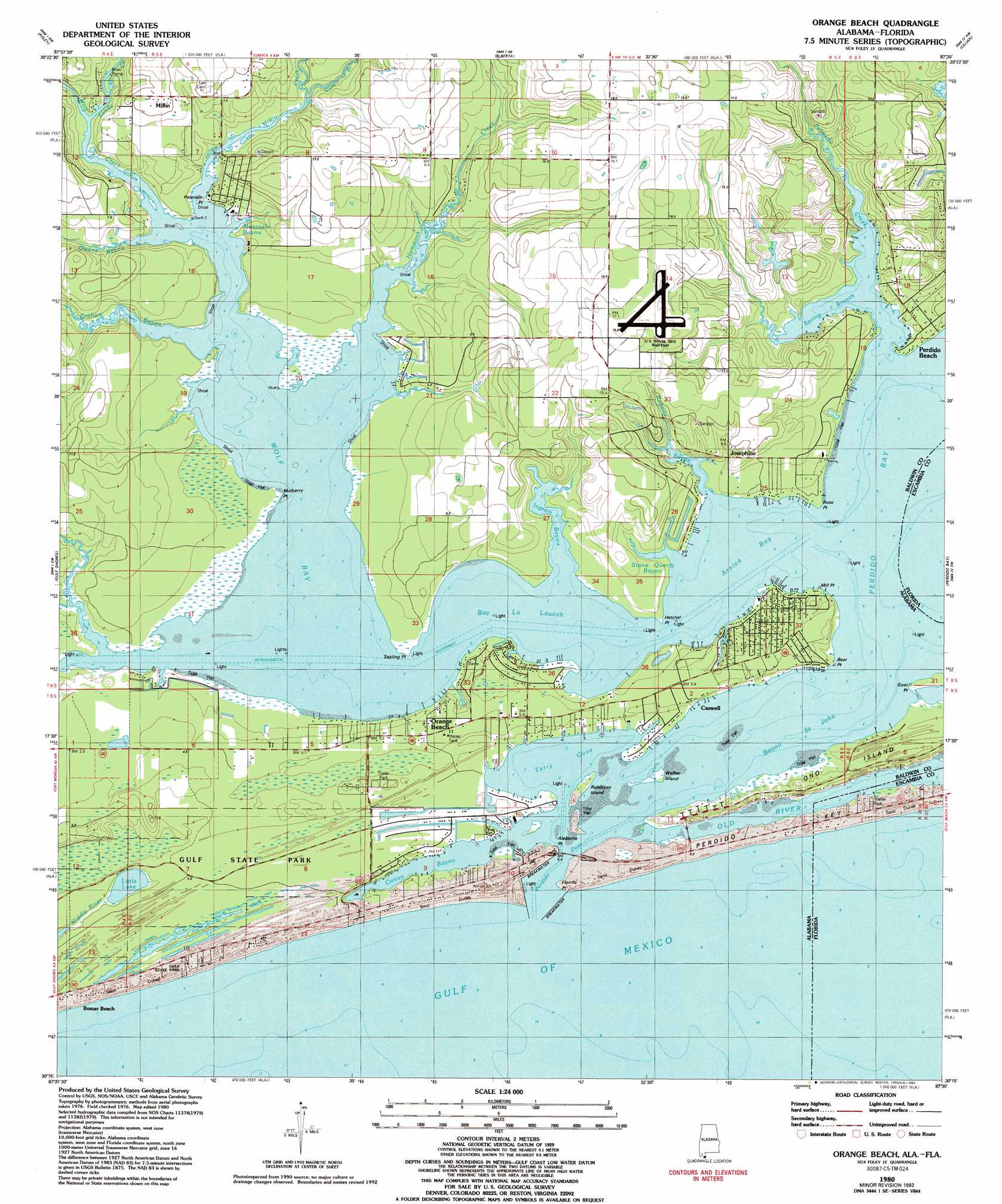 Orange Beach Topographic Map 1:24,000 Scale, Alabama pertaining to Map Of Orange Beach Florida