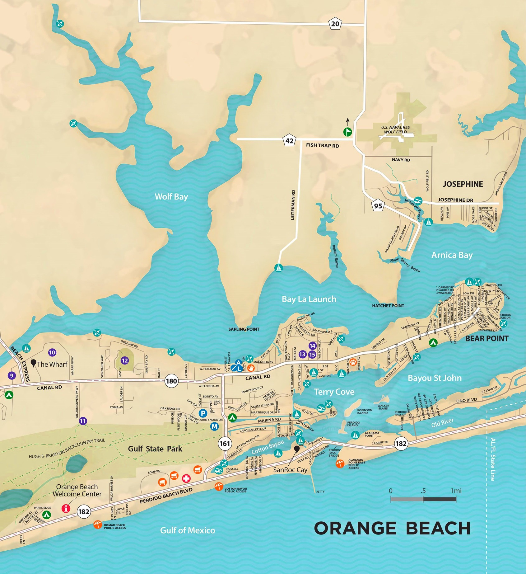Orange Beach Tourist Map - Ontheworldmap in The Wharf Orange Beach Map