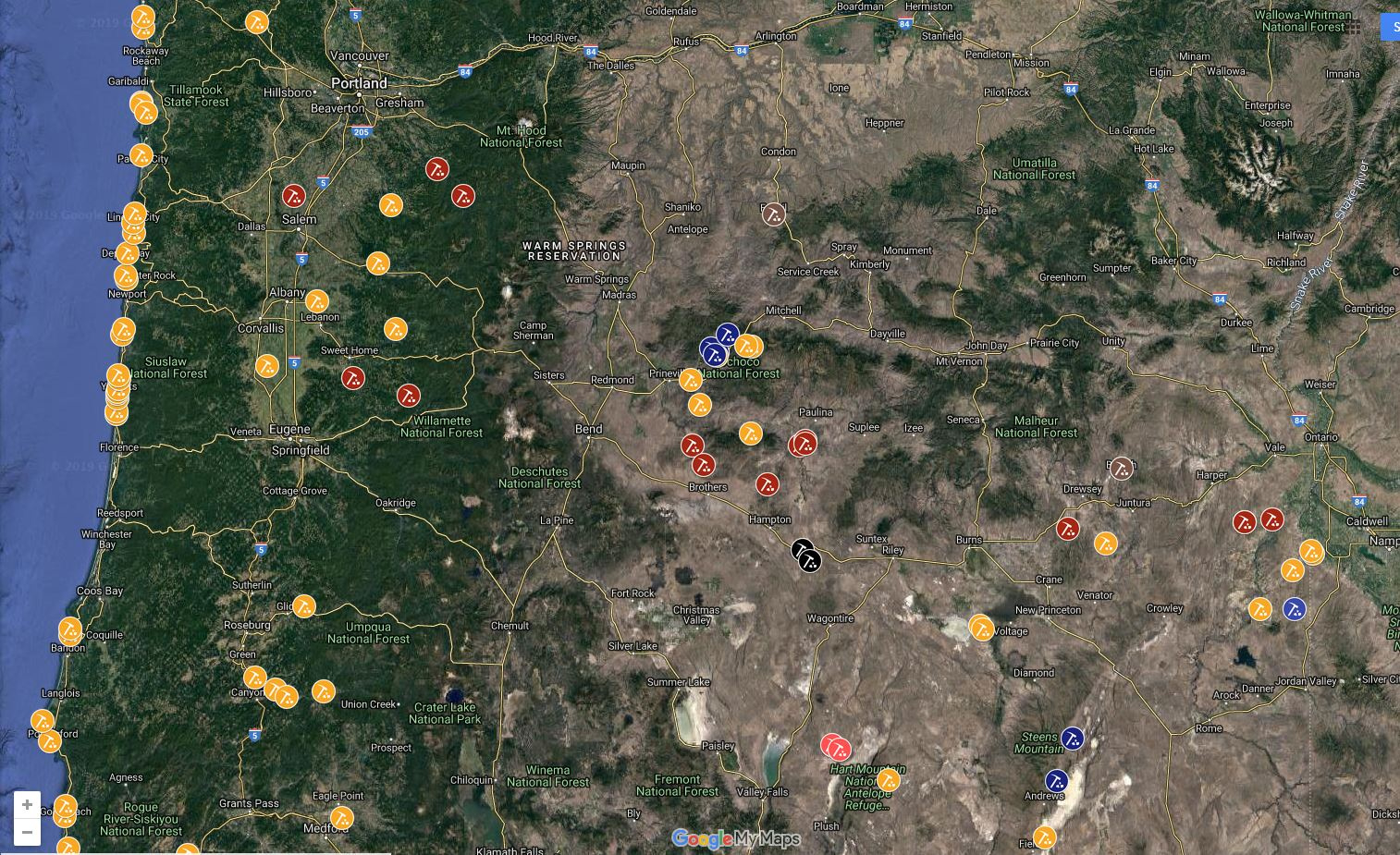 Oregon Rockhounding Map | Free &amp;amp; Fee Sites - Oregon Discovery pertaining to Rock Hunting Beaches Near Me Map