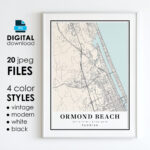 Ormond Beach Fl Map   Printable Digital Art   Ormond Beach Florida Inside Map Of Florida Ormond Beach