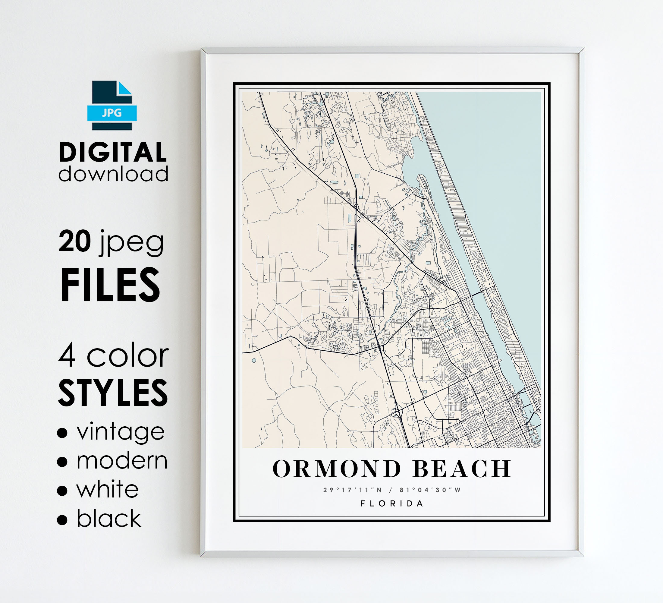 Ormond Beach Fl Map - Printable Digital Art - Ormond Beach Florida with Map of Ormond Beach Fl