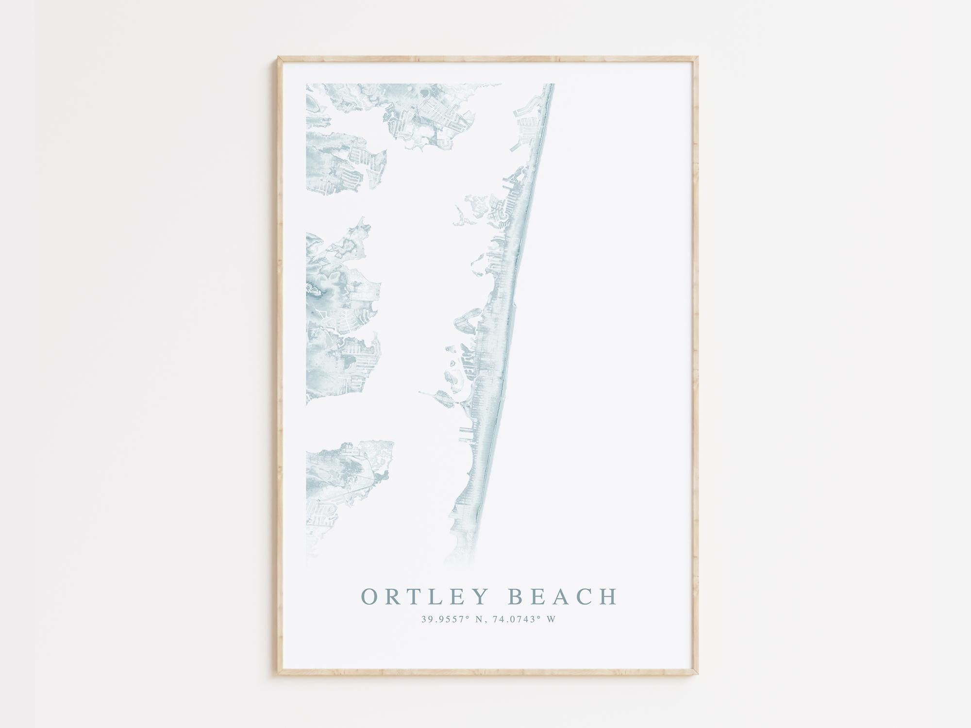 Ortley Beach New Jersey Map Print, Ortley Beach Poster, Barnegat for Map of Ortley Beach Nj