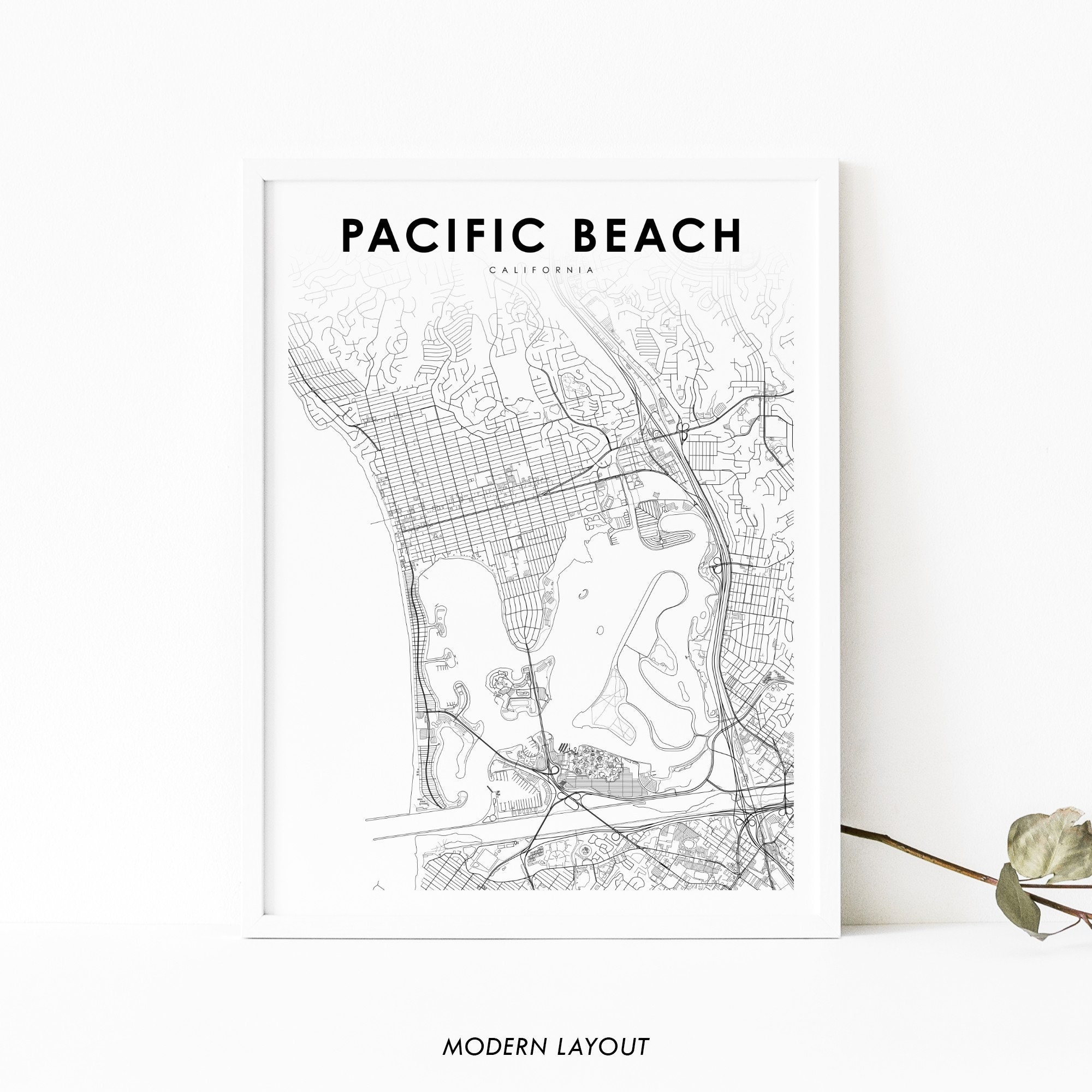 Pacific Beach Ca Map Print, California Usa Map Art Poster, San pertaining to Map Of Pacific Beach California