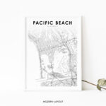 Pacific Beach Ca Map Print, California Usa Map Art Poster, San Regarding Map Of Pacific Beach Ca