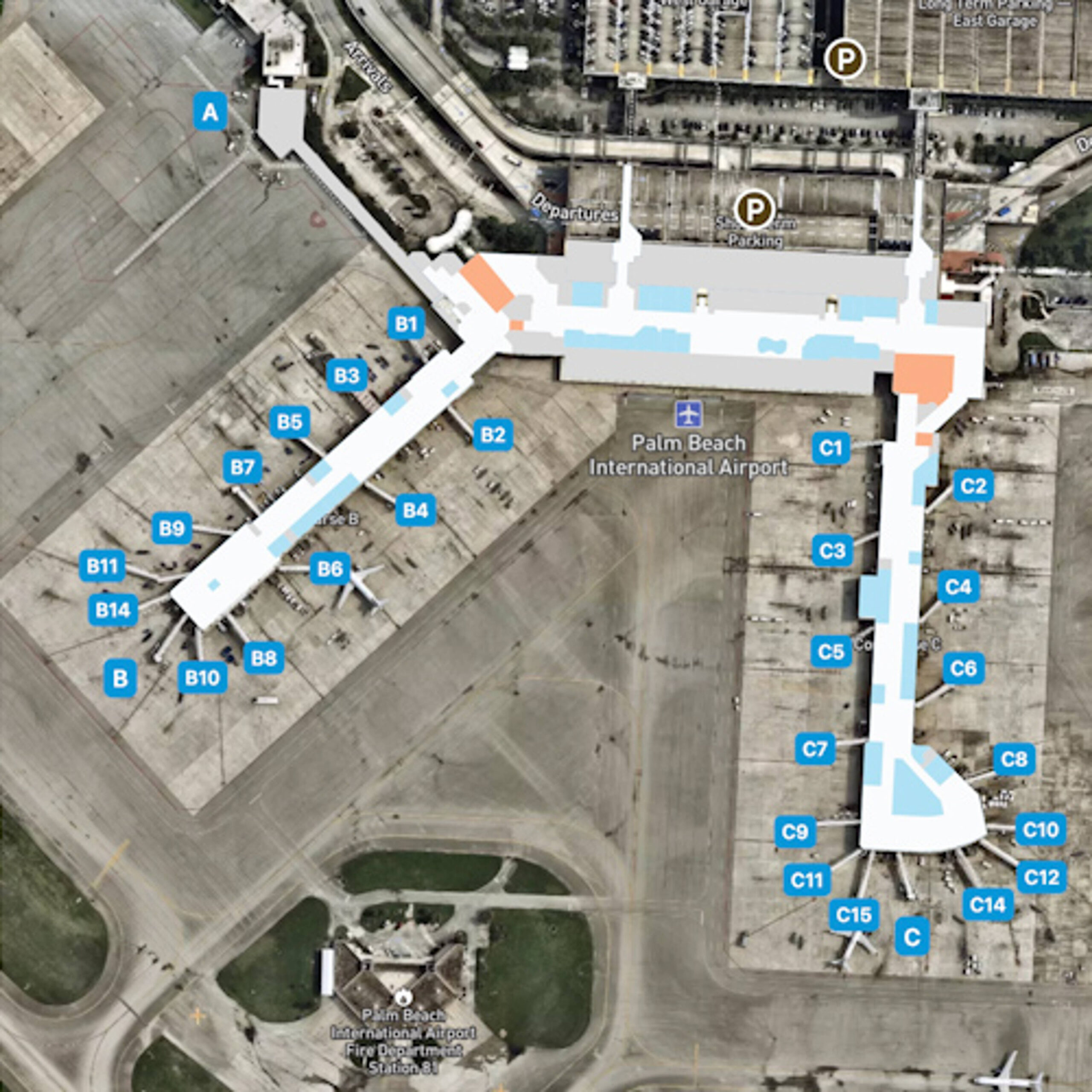 Palm Beach Airport Map: Guide To Pbi&amp;#039;S Terminals intended for West Palm Beach Airport Map