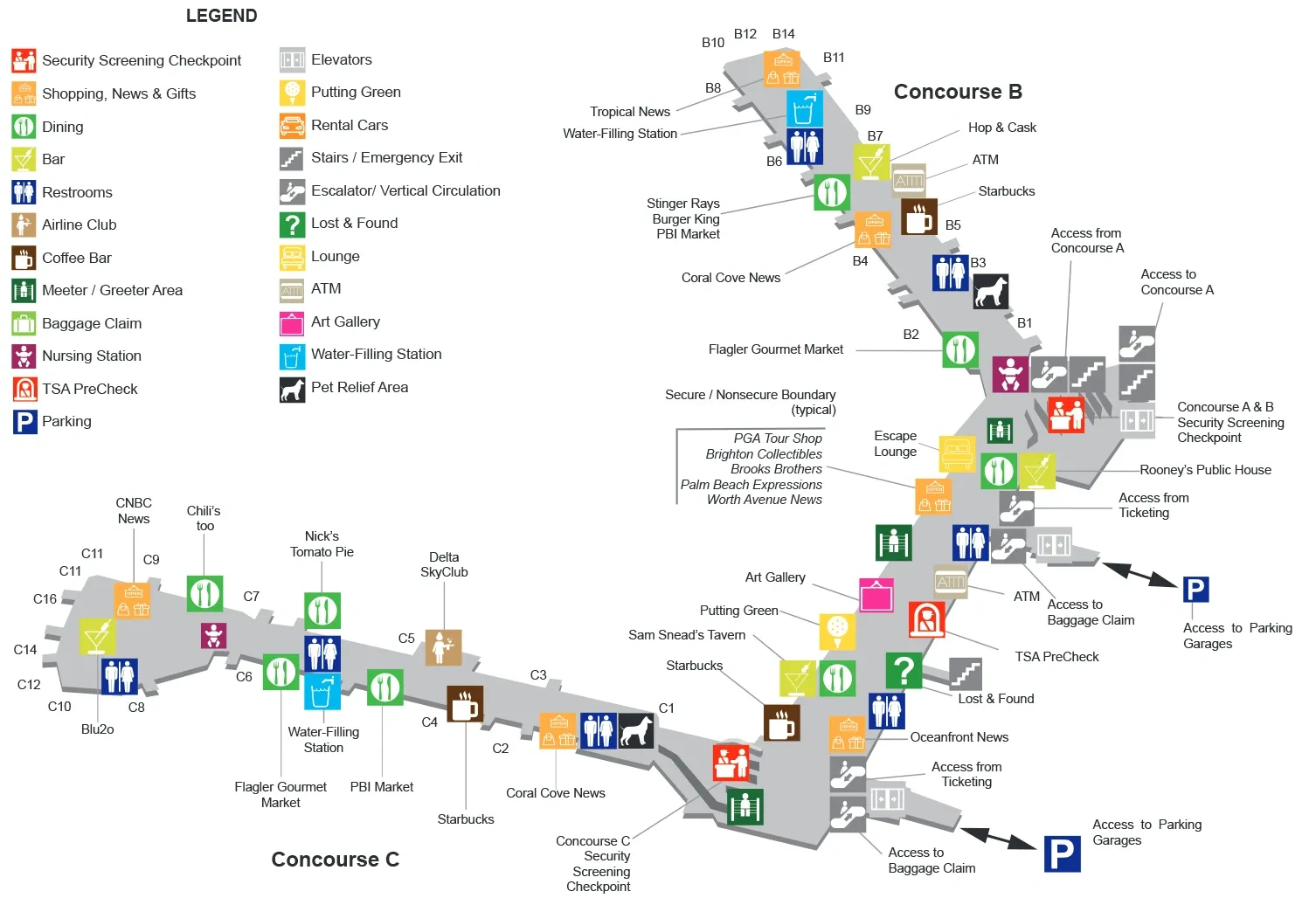 Palm Beach Airport Terminal Map (2024) - All Maps regarding Palm Beach Airport Parking Map