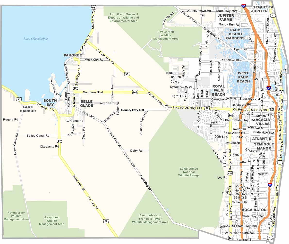 Palm Beach County Map, Florida - Us County Maps with Florida Palm Beach County Map