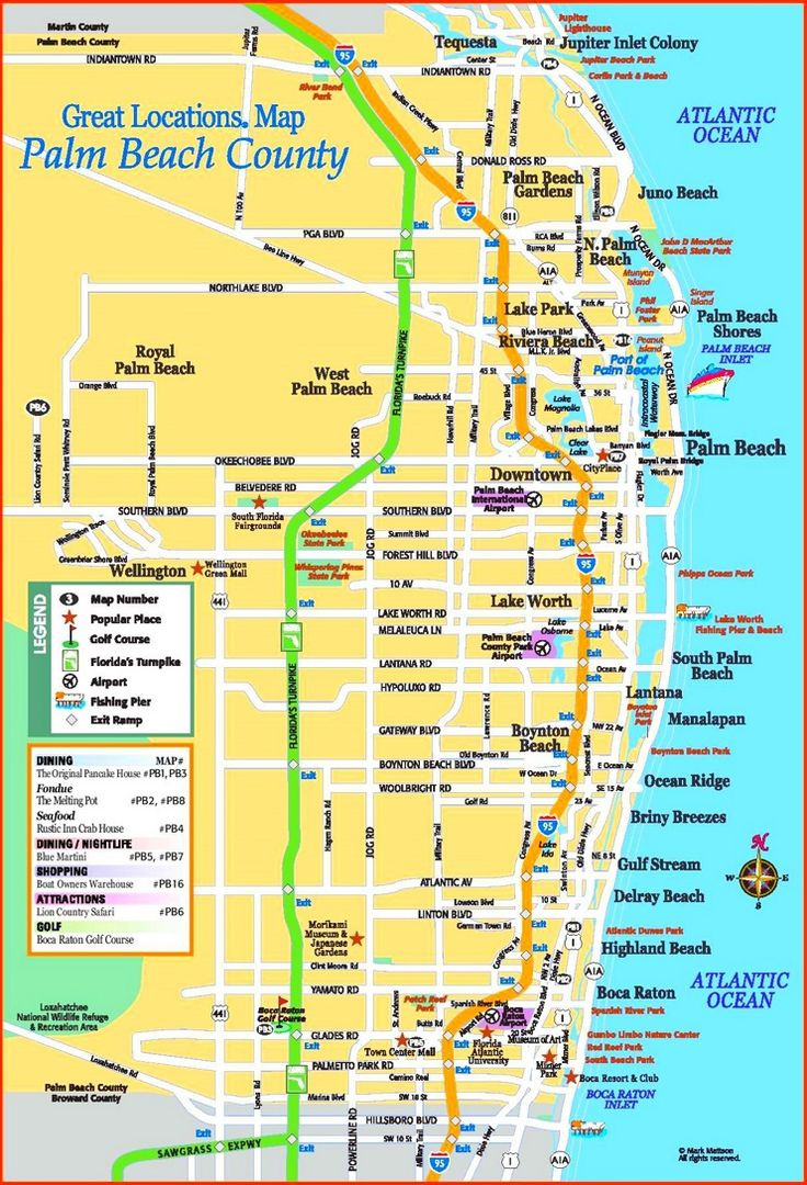 Palm Beach County Tourist Map with Florida Map With Palm Beach