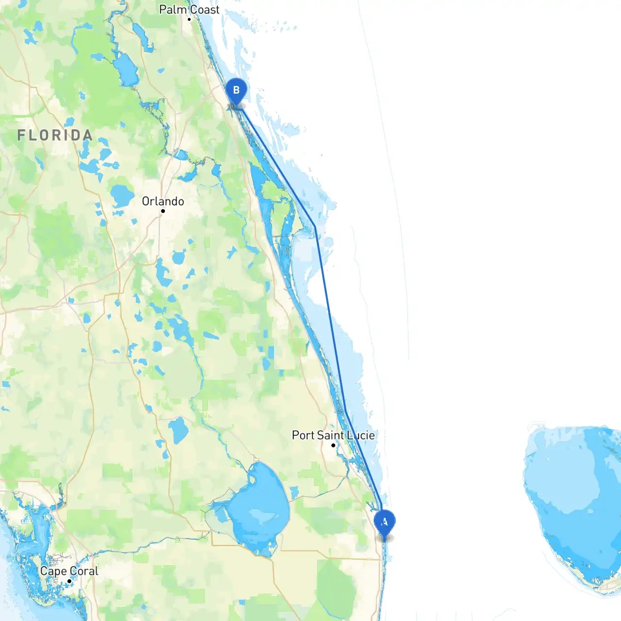 Palm Beach Shores To Ponce Inletboat - Savvy Navvy Smart Routing throughout Map Of Florida East Coast Inlets