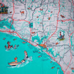 Panama City St Joe Florida Panhandle Beach Retro Map Print Funky Vintage  Turquoise Photo Seagrove Beach Pertaining To Beaches In The Florida Panhandle Map