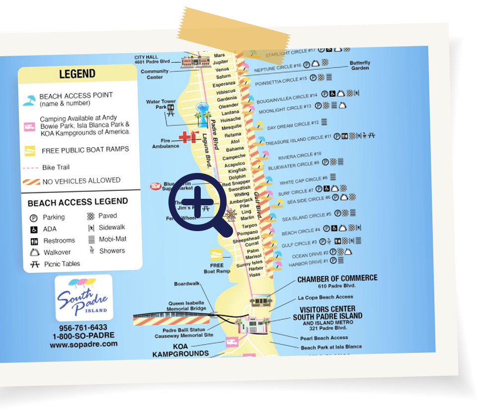 Paradise Fun Rentals - Golf Cart &amp;amp; Slingshot Rentals Spi in Map of South Padre Island Beach Access