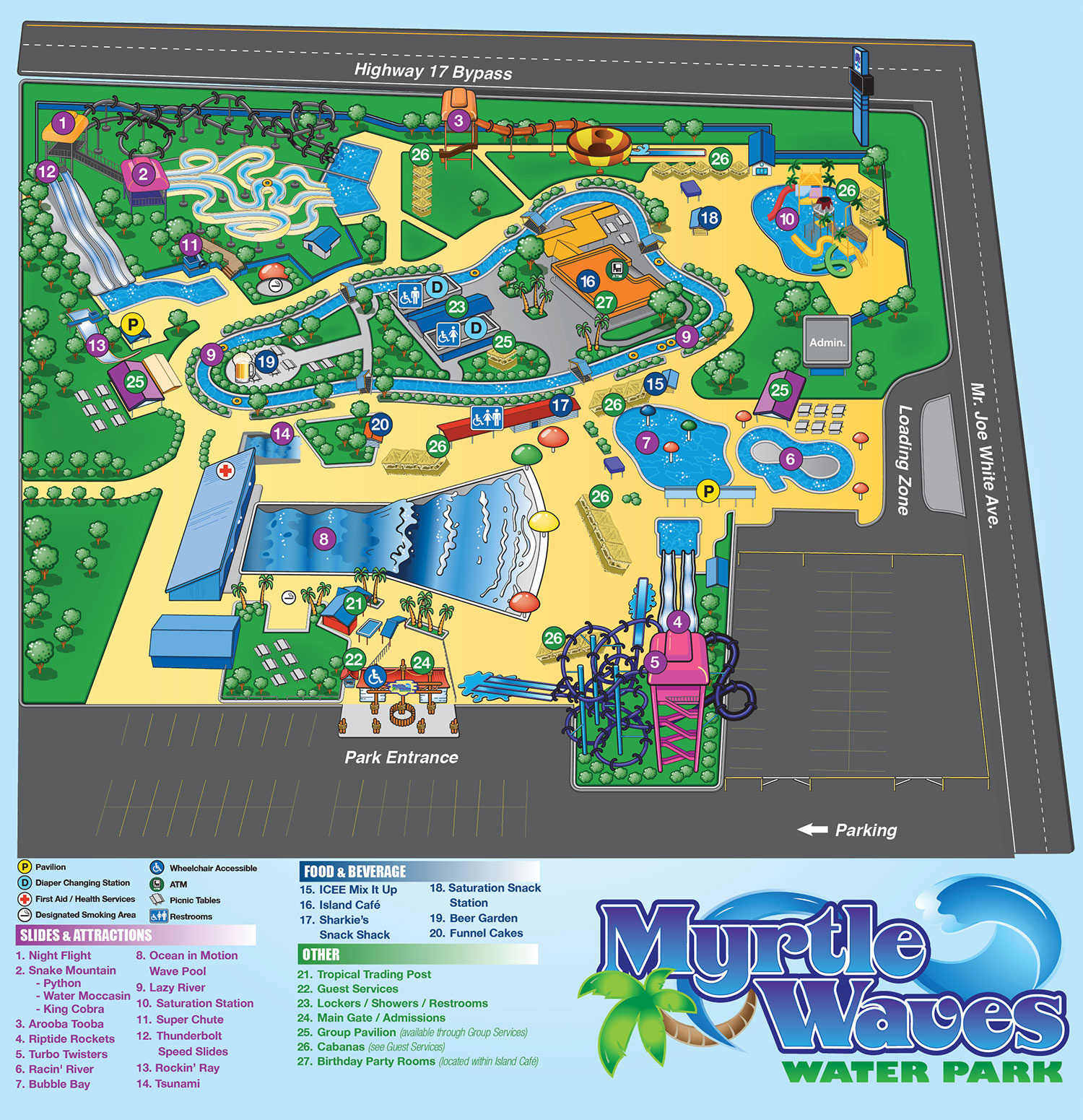 Park-Map - Myrtle Waves - Myrtle Beach Water Park - Myrtle Beach, Sc intended for Map Of Broadway At The Beach Myrtle Beach