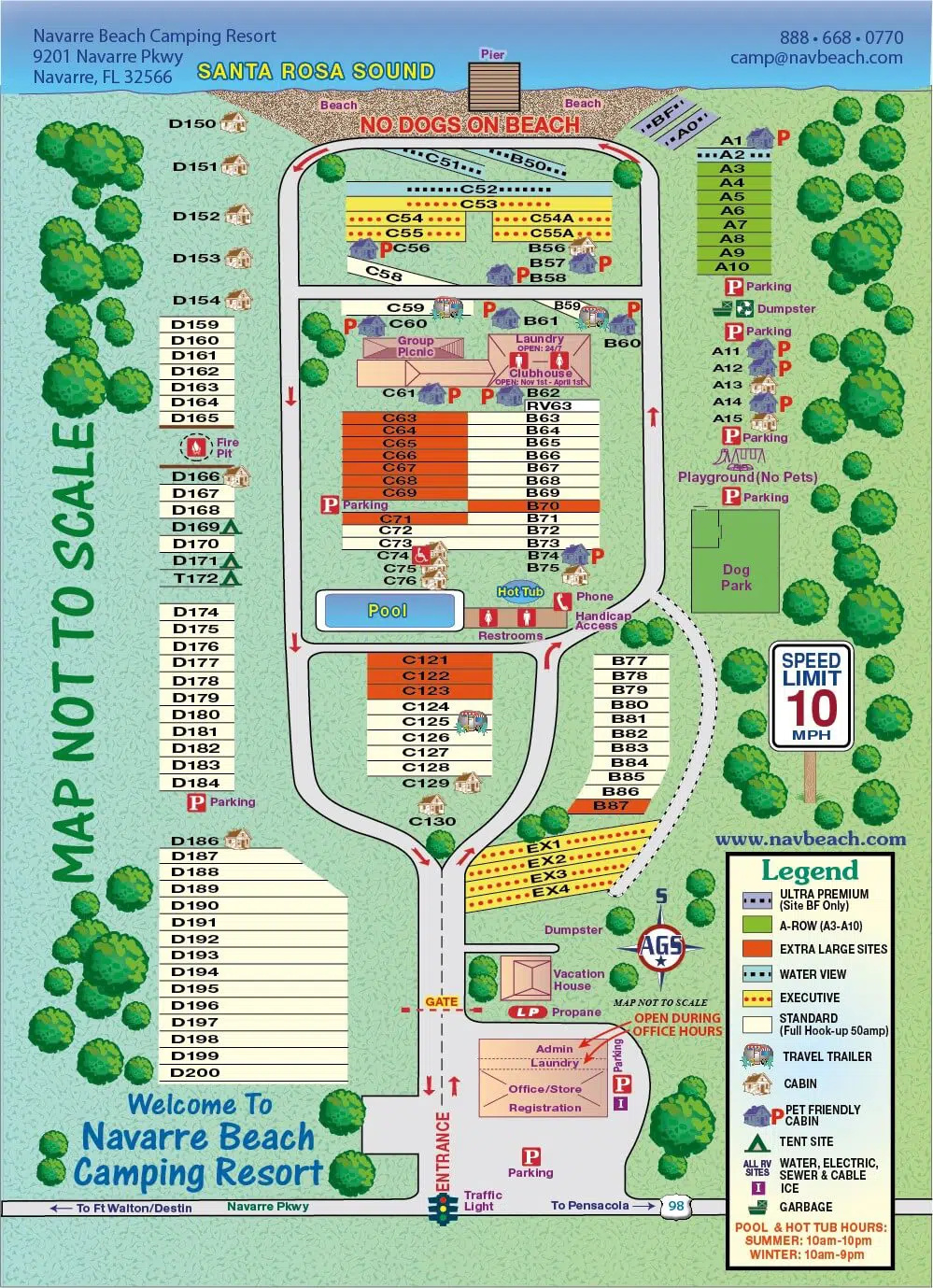Park Map - Navarre Beach Camping Resort in Map Of Navarre Beach Fl