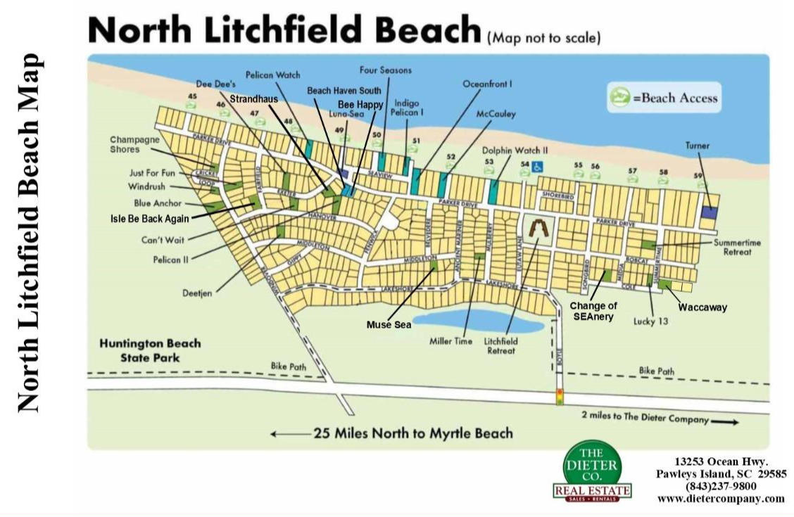 Pawleys Island Area Map | Litchfield Beach Map | Dieter Company intended for Litchfield Beach and Golf Resort Map
