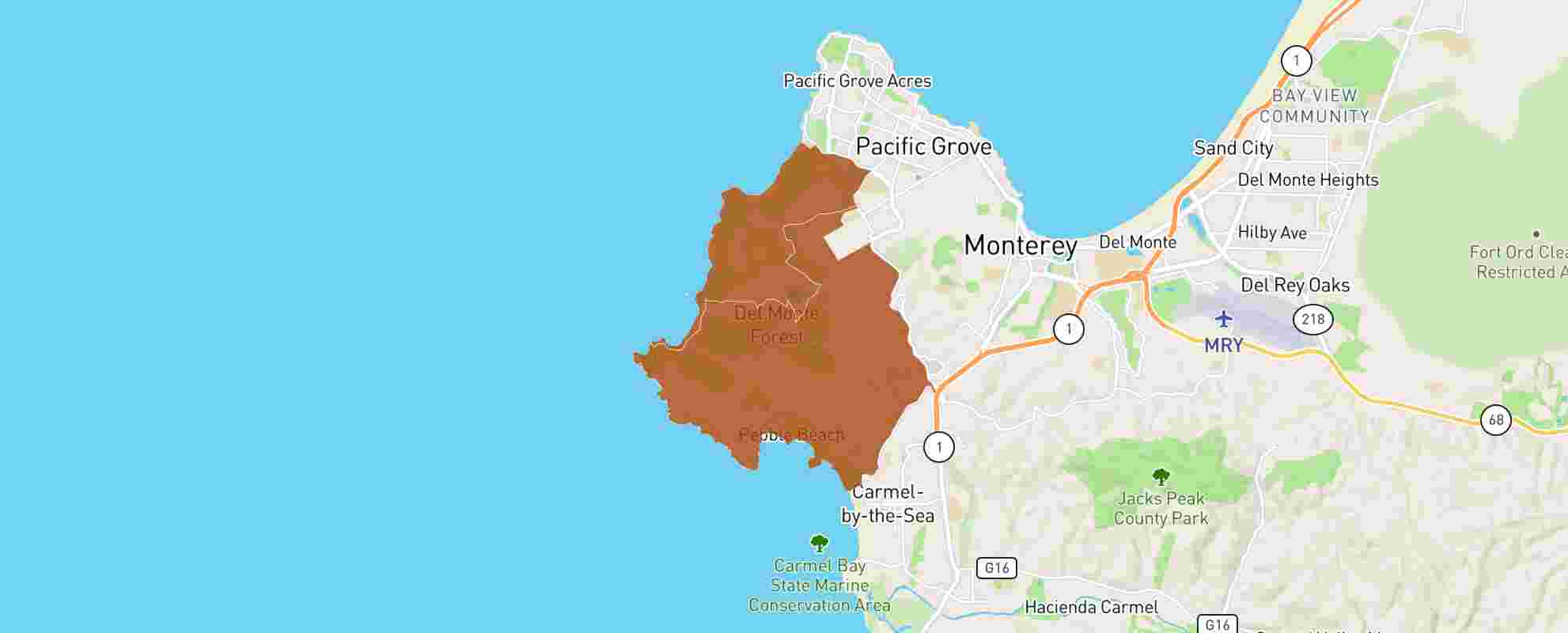 Pebble Beach, Ca - 93953 - Real Estate Market Data - Neighborhoodscout pertaining to Map of California Pebble Beach