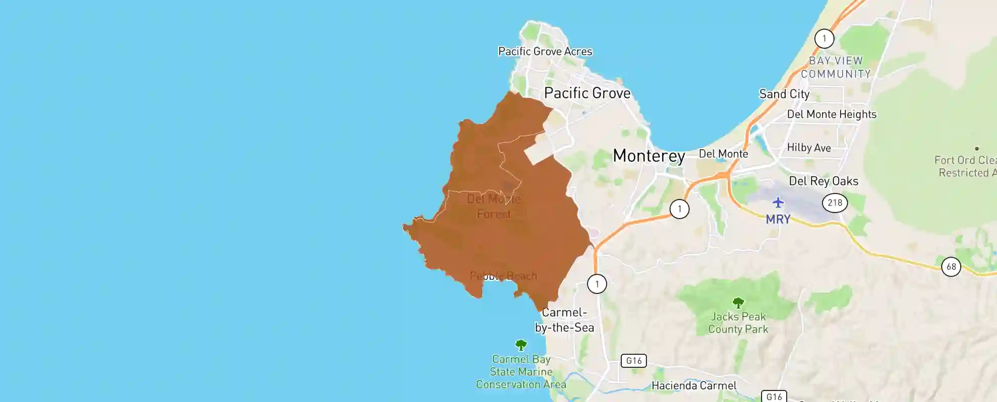 Pebble Beach, Ca - 93953 - Real Estate Market Data - Neighborhoodscout with Pebble Beach on Map of California