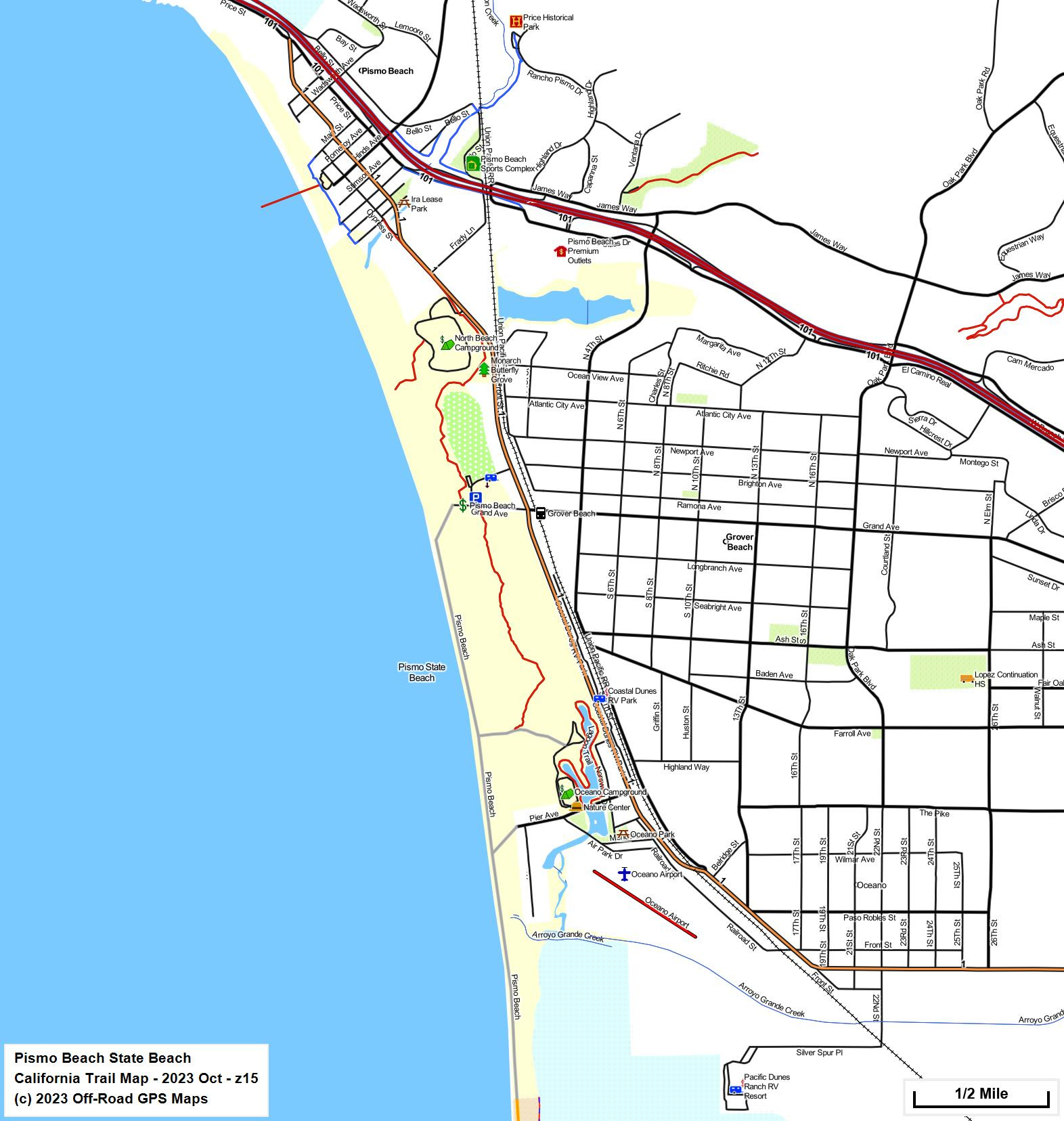 Pismo Sb - California Trail Map inside Pismo Beach On California Map
