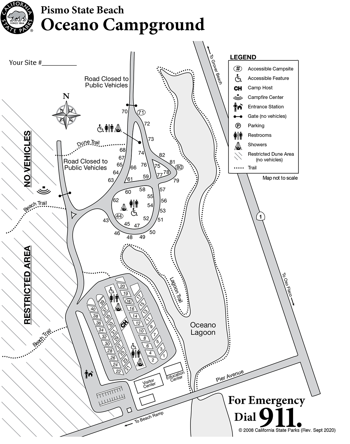 Pismo State Beach Camping - Oceano Campground - Surrounding Area in Pismo State Beach Oceano Campground Map