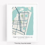 Point Pleasant Beach Nj City Map Art Print, Hometown Map Poster Intended For Map Of Pt Pleasant Beach Nj