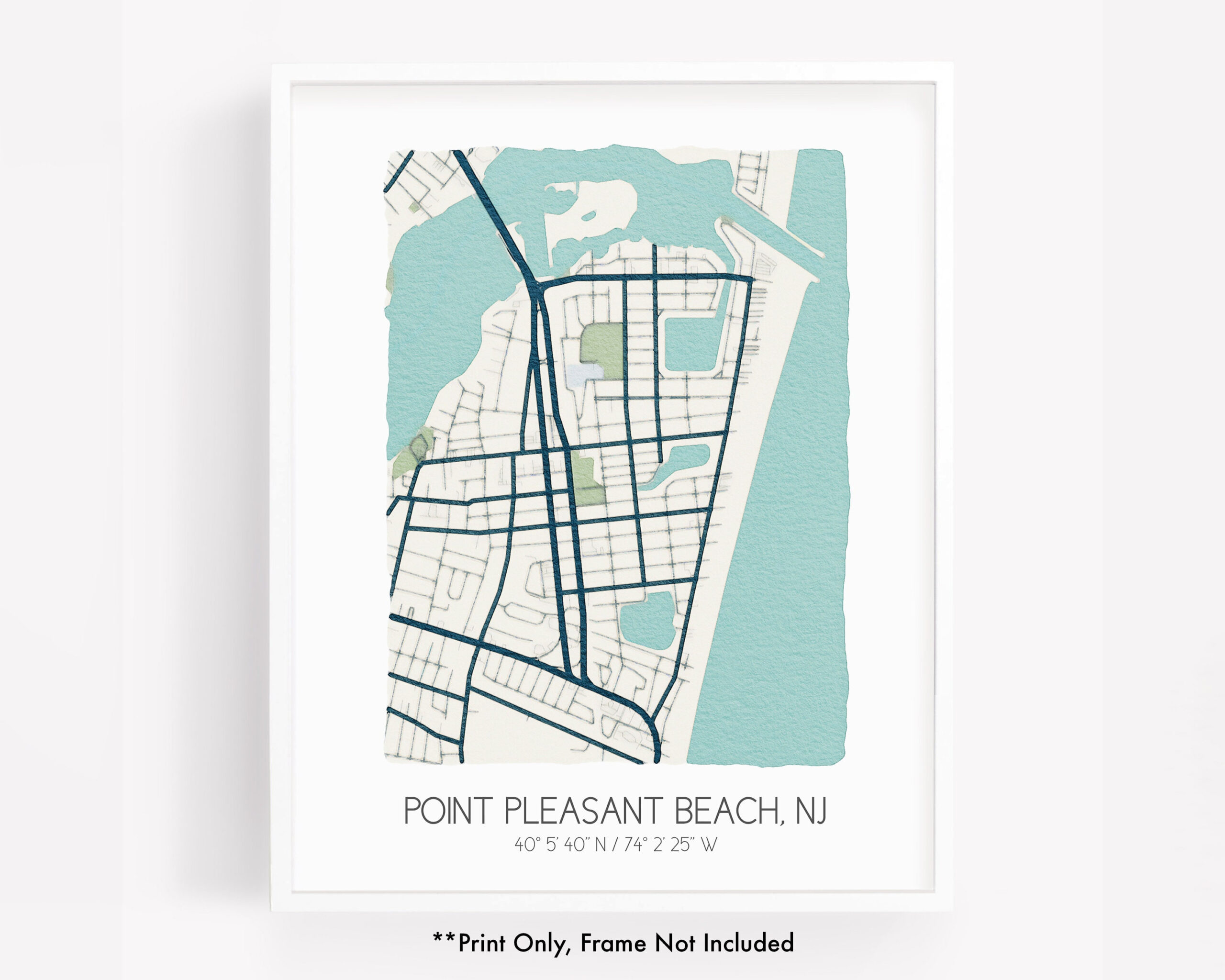 Point Pleasant Beach Nj City Map Art Print, Hometown Map Poster intended for Map of Pt Pleasant Beach Nj