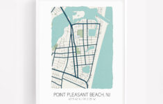 Point Pleasant Beach Nj City Map Art Print, Hometown Map Poster with Map Of Point Pleasant Beach Nj