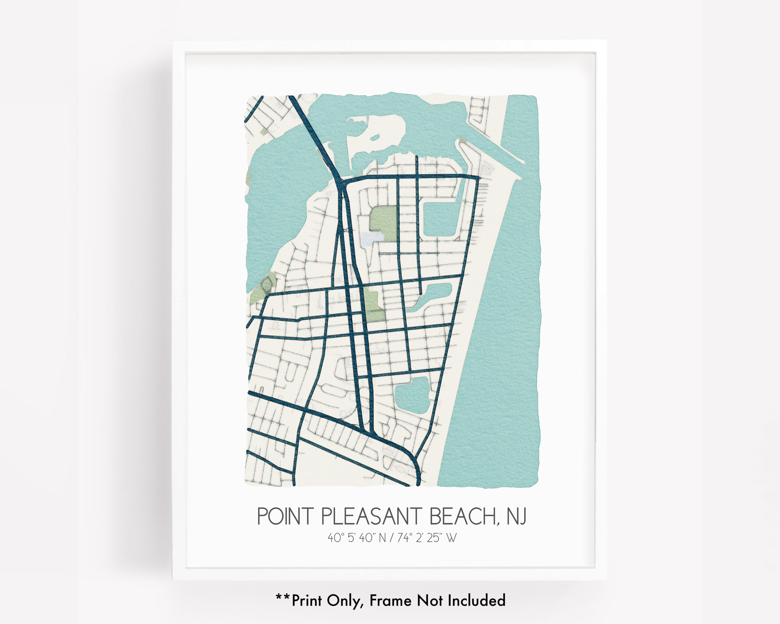 Point Pleasant Beach Nj City Map Art Print, Hometown Map Poster with Map Of Point Pleasant Beach Nj