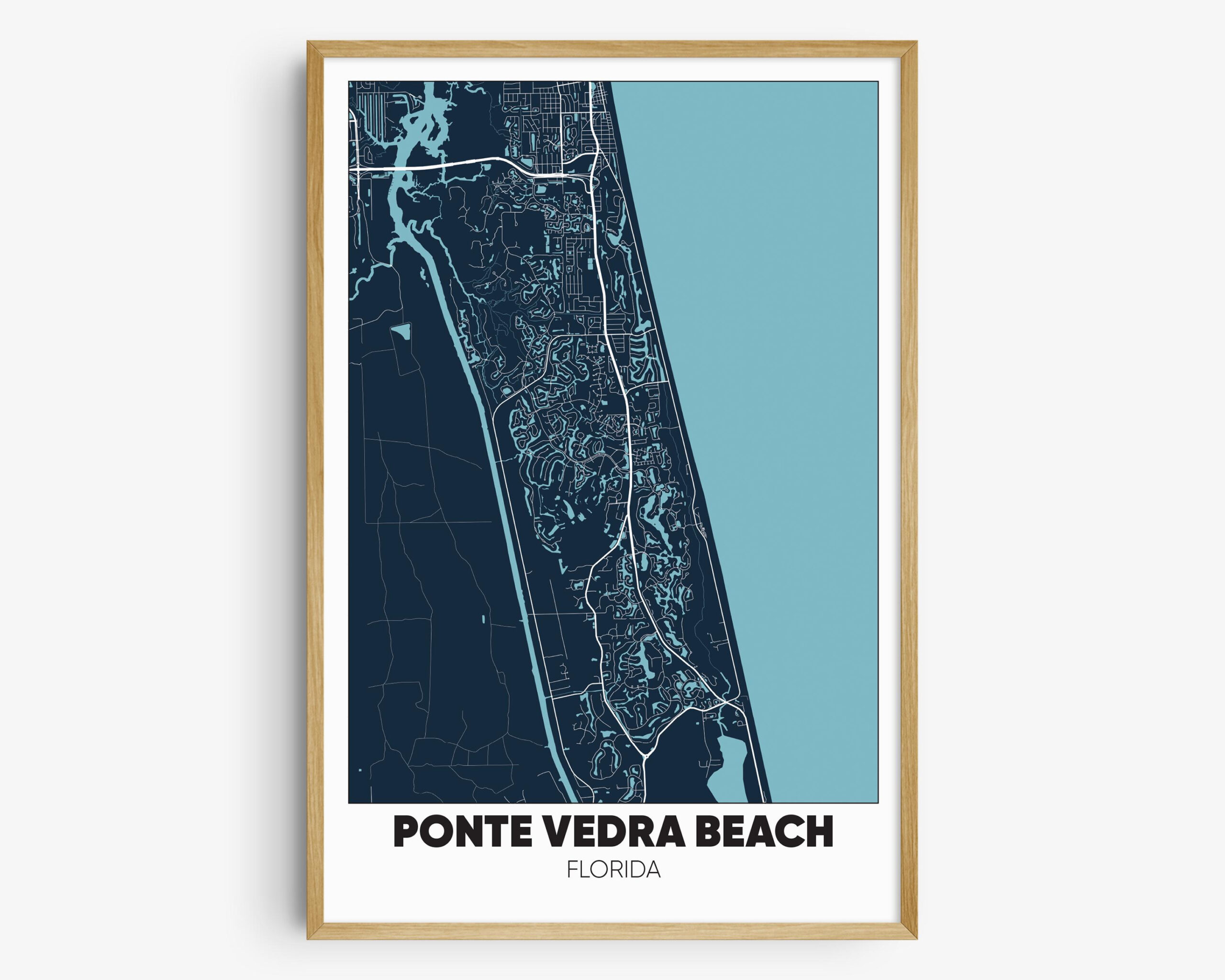 Ponte Vedra Beach Map Print, Florida Wall Art, Ponte Vedra Beach throughout Map of Ponte Vedra Beach Fl