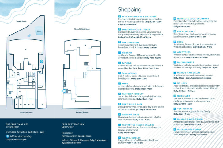 Map of Beachfront Hotels Waikiki Beach