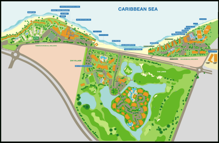 Map of Aruba Hotels on the Beach
