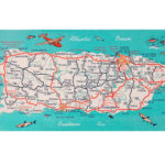 Puerto Rico Retro Beach Map Panoramic Print Funky Vintage With Regard To Map Of Beaches In Puerto Rico