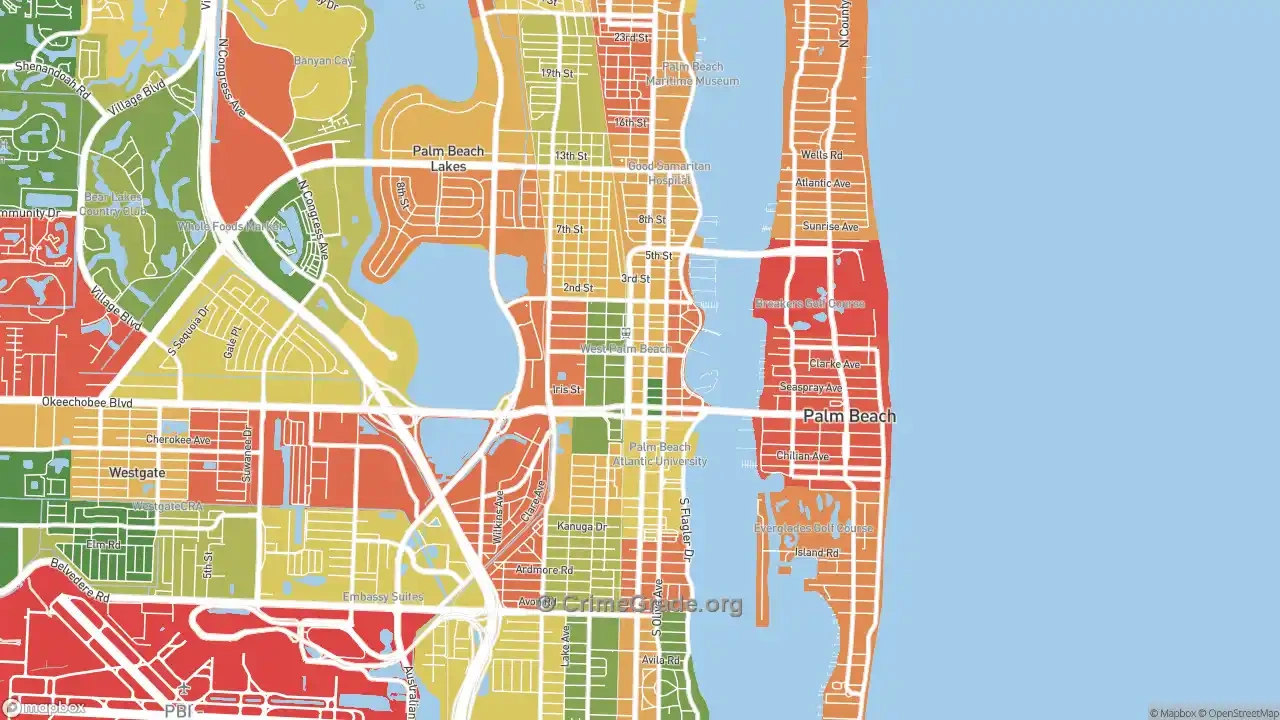 Rates And Maps | Crimegrade throughout West Palm Beach Crime Map