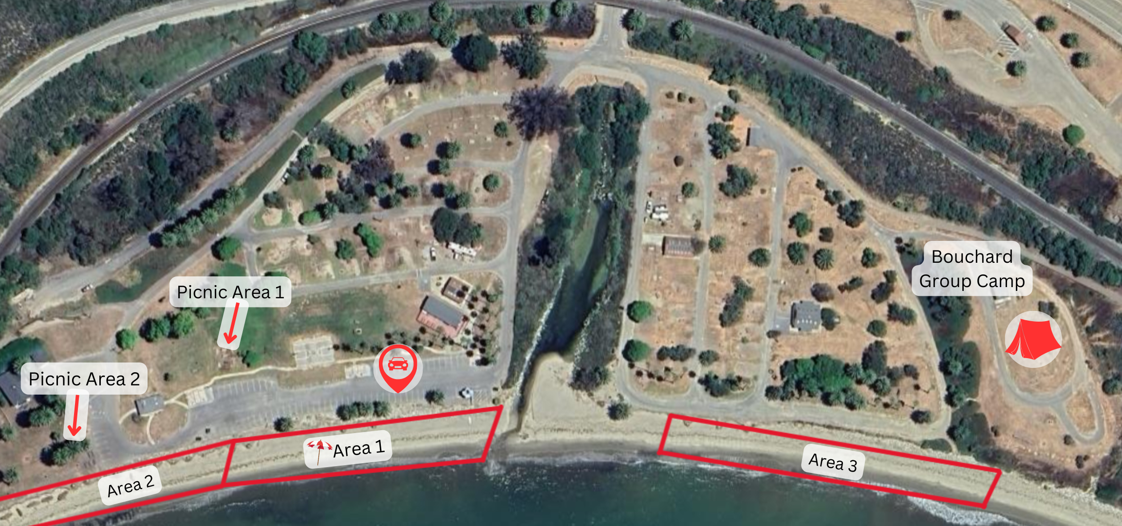 Refugio State Beach - Special Event Locations inside Refugio State Beach Camping Map