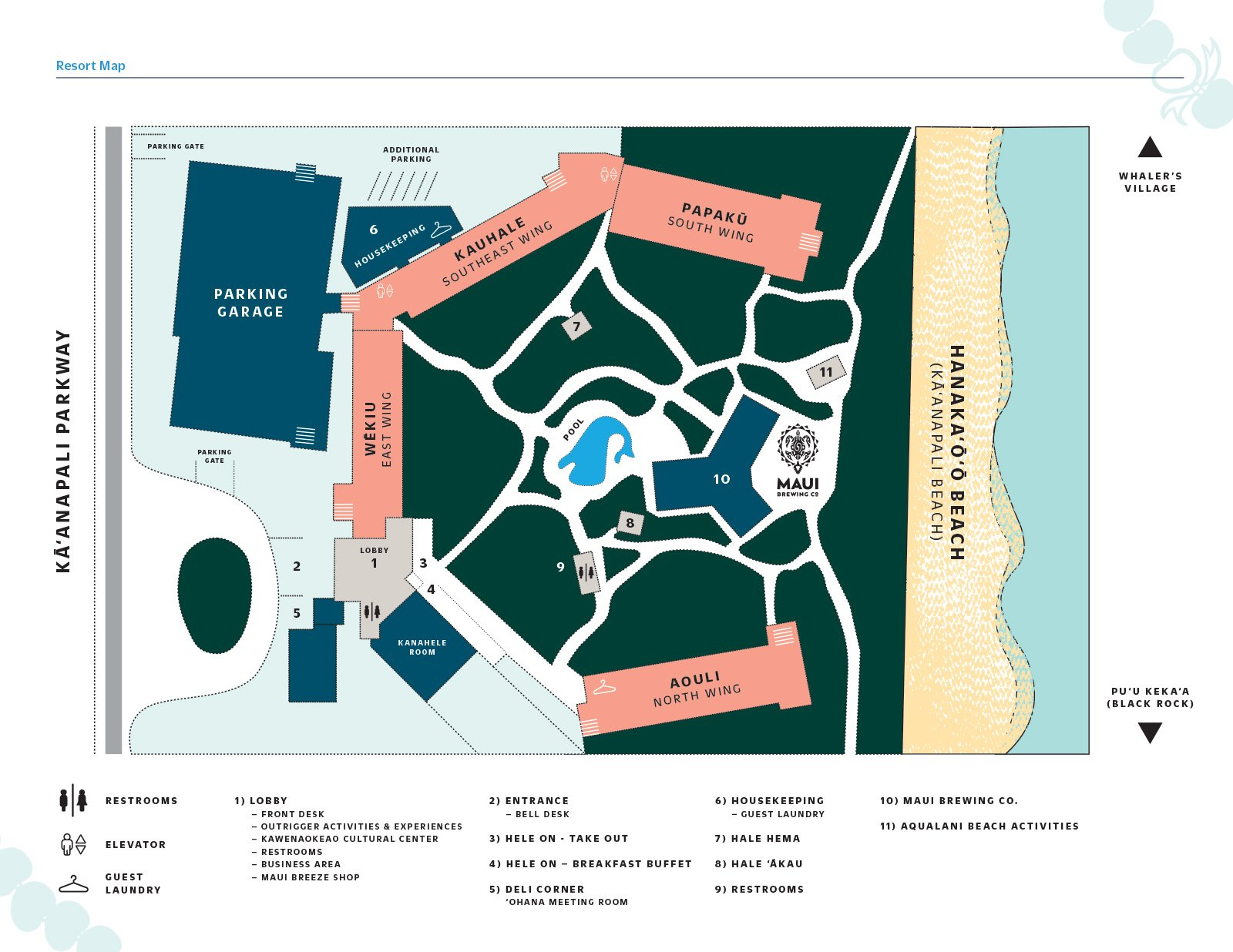 Resort Guide intended for Kaanapali Beach Hotel Map Maui