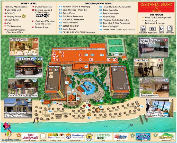 Palm Beach Aruba Hotels Map