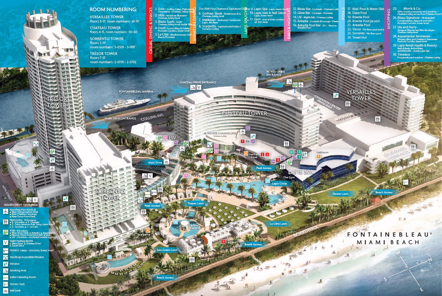 Resort Map | Fontainebleau Miami Beach | Florida for Fontainebleau Miami Beach Hotel Map