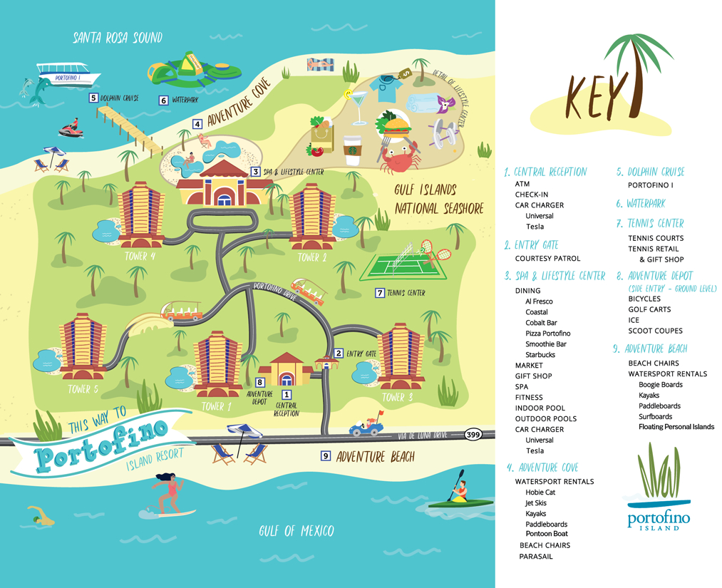 Resort Map | Portofino Island Resort with regard to Map of Florida Gulf Coast Hotels