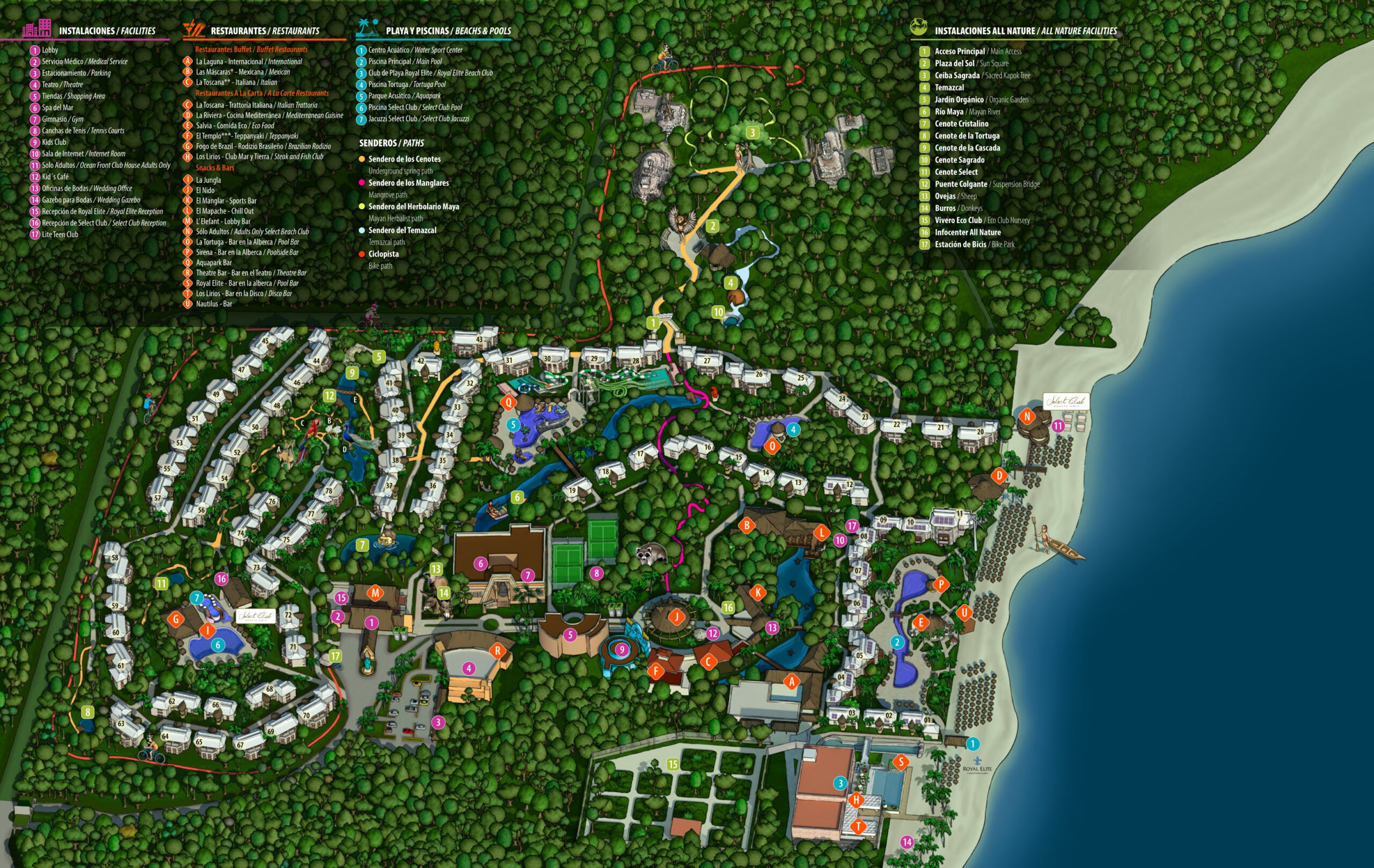 Resort Map | Sandos Caracol Eco Resort | Riviera Maya, Mexico in Sandos Playacar Beach Resort Map