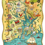 Rhode Island State Map 11" X 14"   Etsy.de With Map Of Rhode Island Beaches