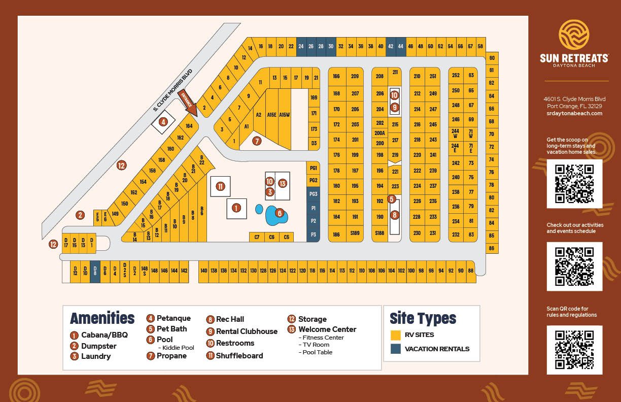 Rv Resort In Port Orange, Fl - Sun Retreats Daytona Beach in Sun Outdoors Orange Beach Map