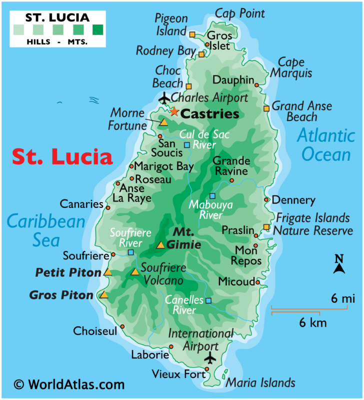 Map of St Lucia Beaches Map of St Lucia Beaches