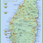Saint Lucia Tourist Map In Beaches In St Lucia Map