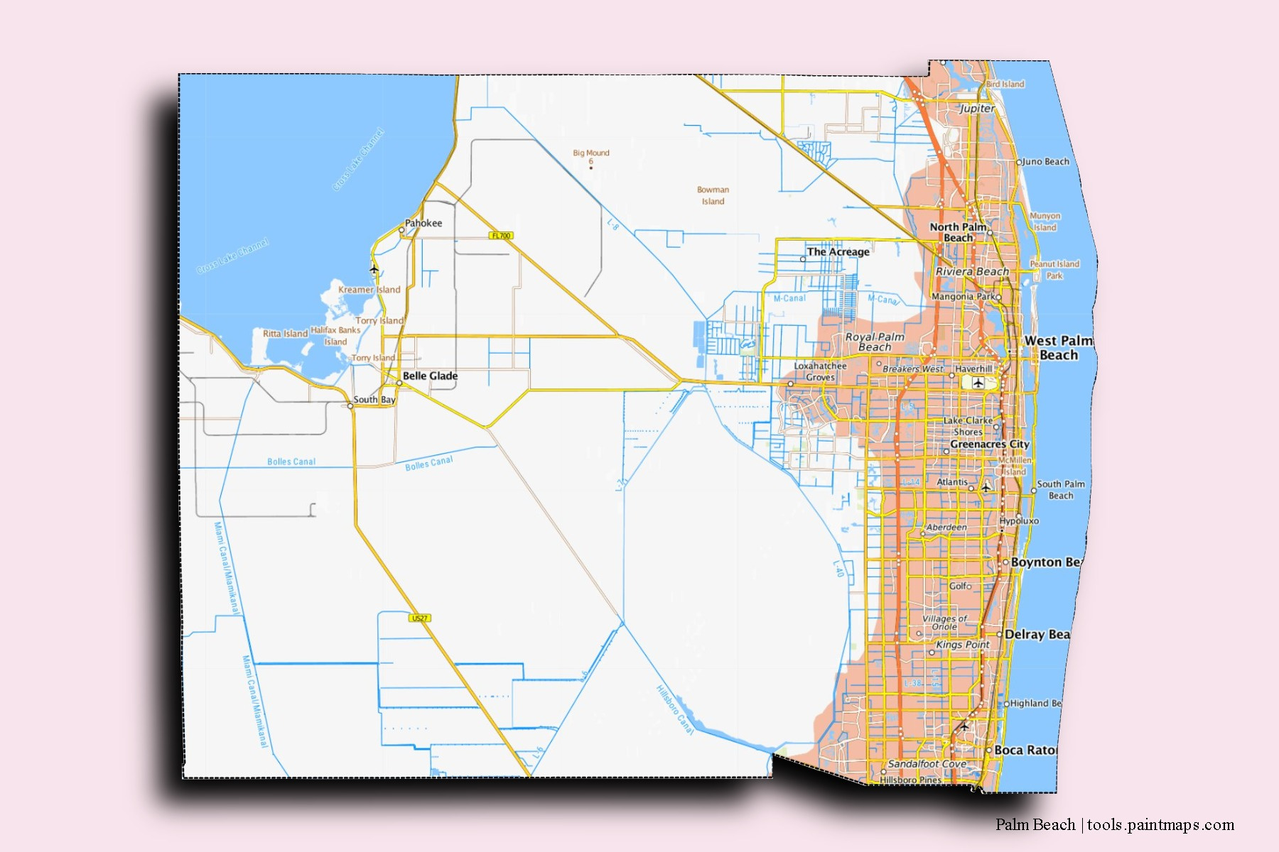Sample Maps Of Palm Beach Generated With Map Cropping (Masking) Tool. with regard to Palm Beach Zip Code Map