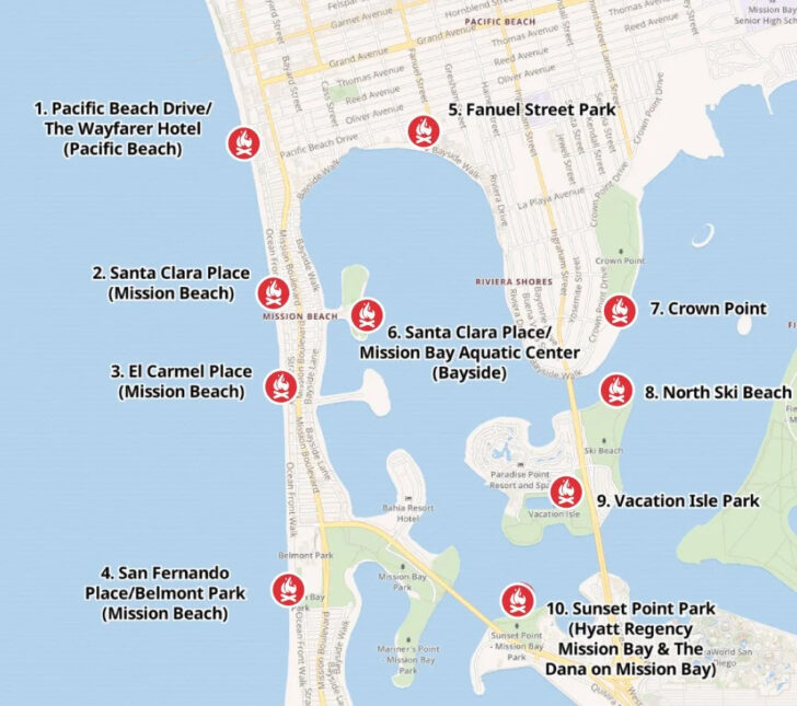Beaches in San Diego Map