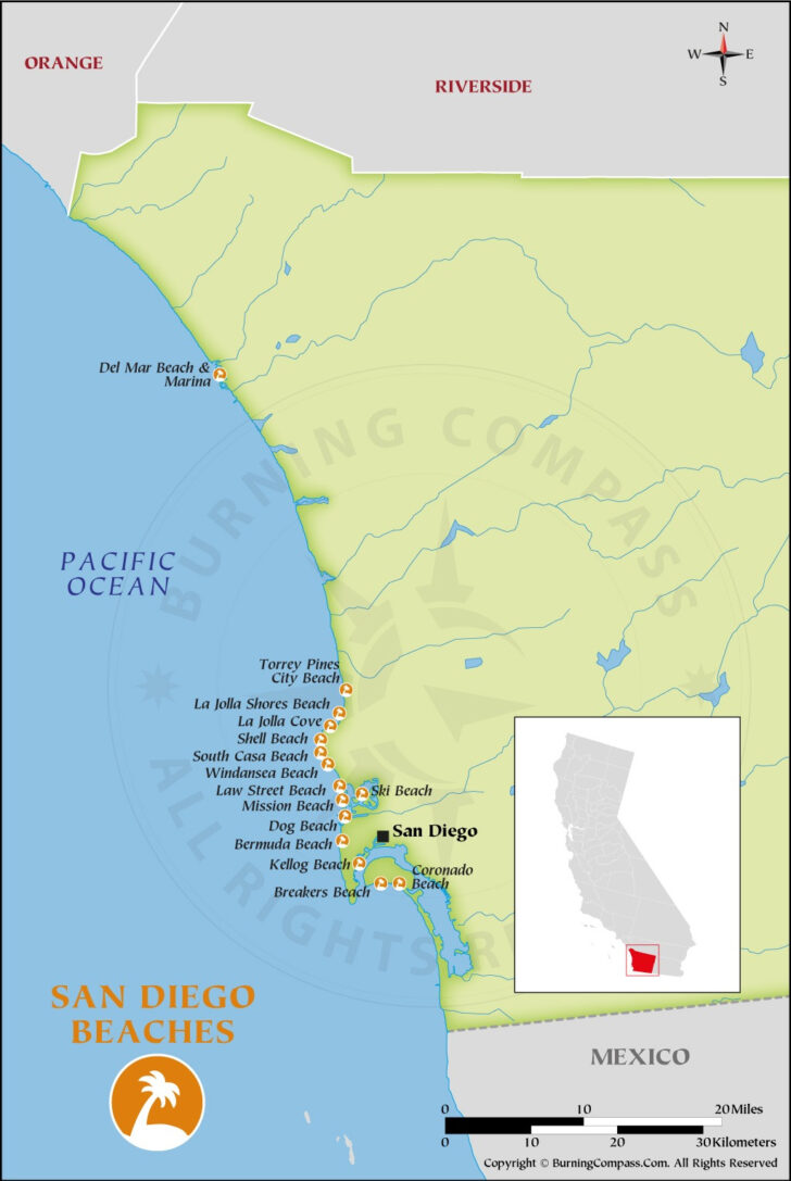 Map of San Diego Area Beaches