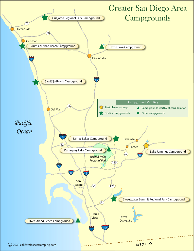 San Diego Campground Map in South Carlsbad State Beach Campsite Map