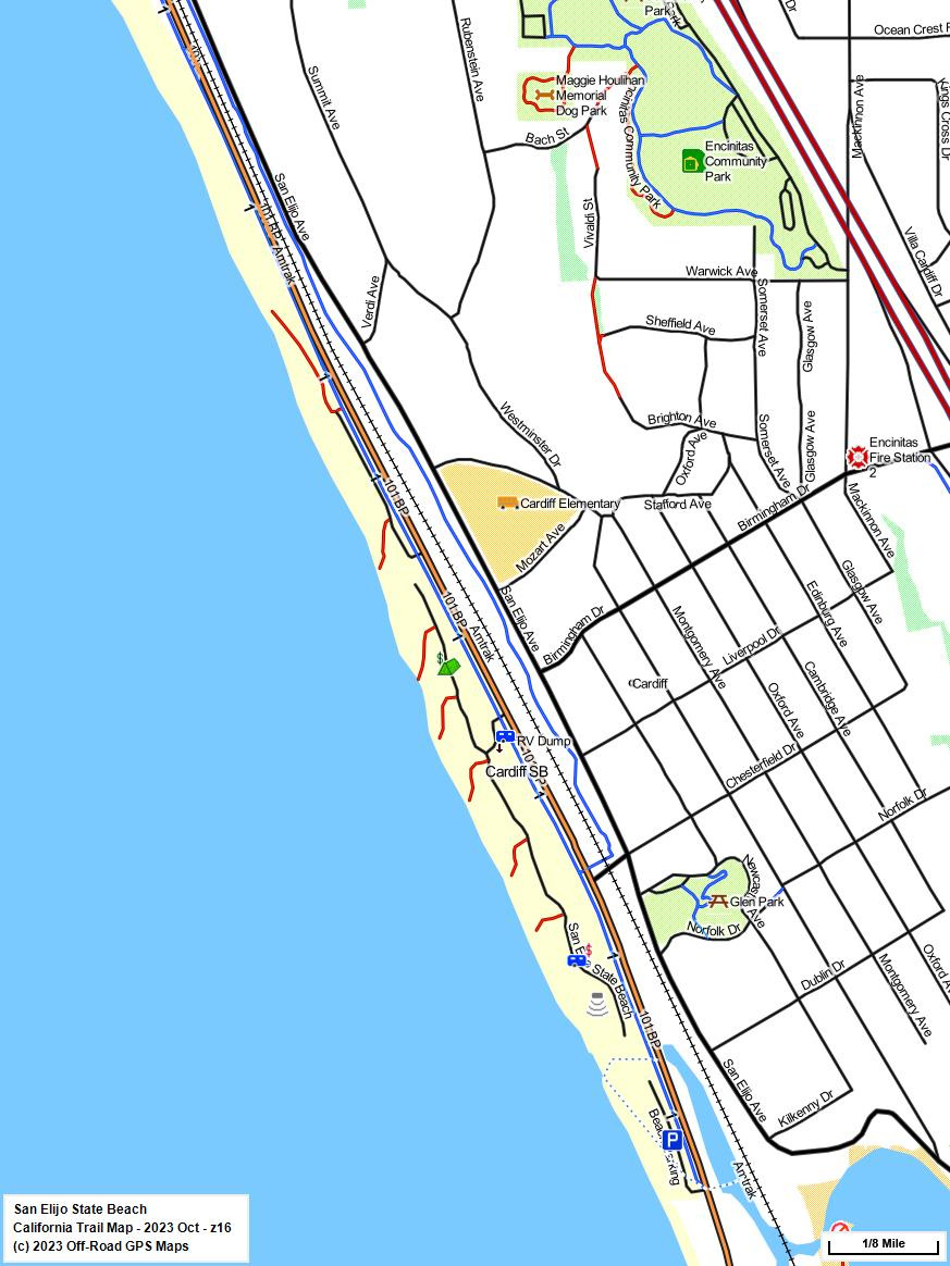 San Elijo Sb - California Trail Map with regard to San Elijo State Beach Campground Map