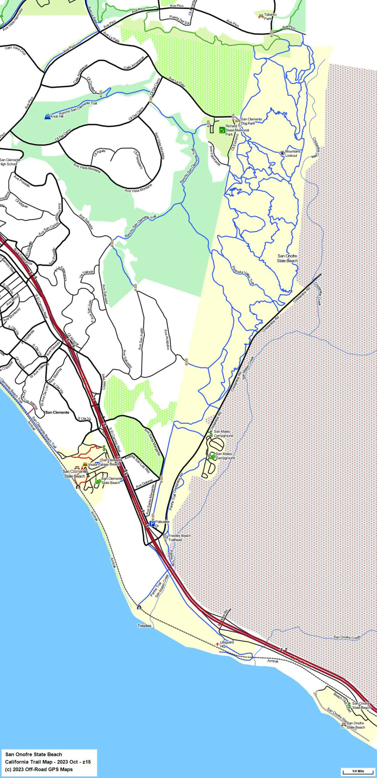San Onofre Sb - California Trail Map in San Onofre State Beach Camping Map
